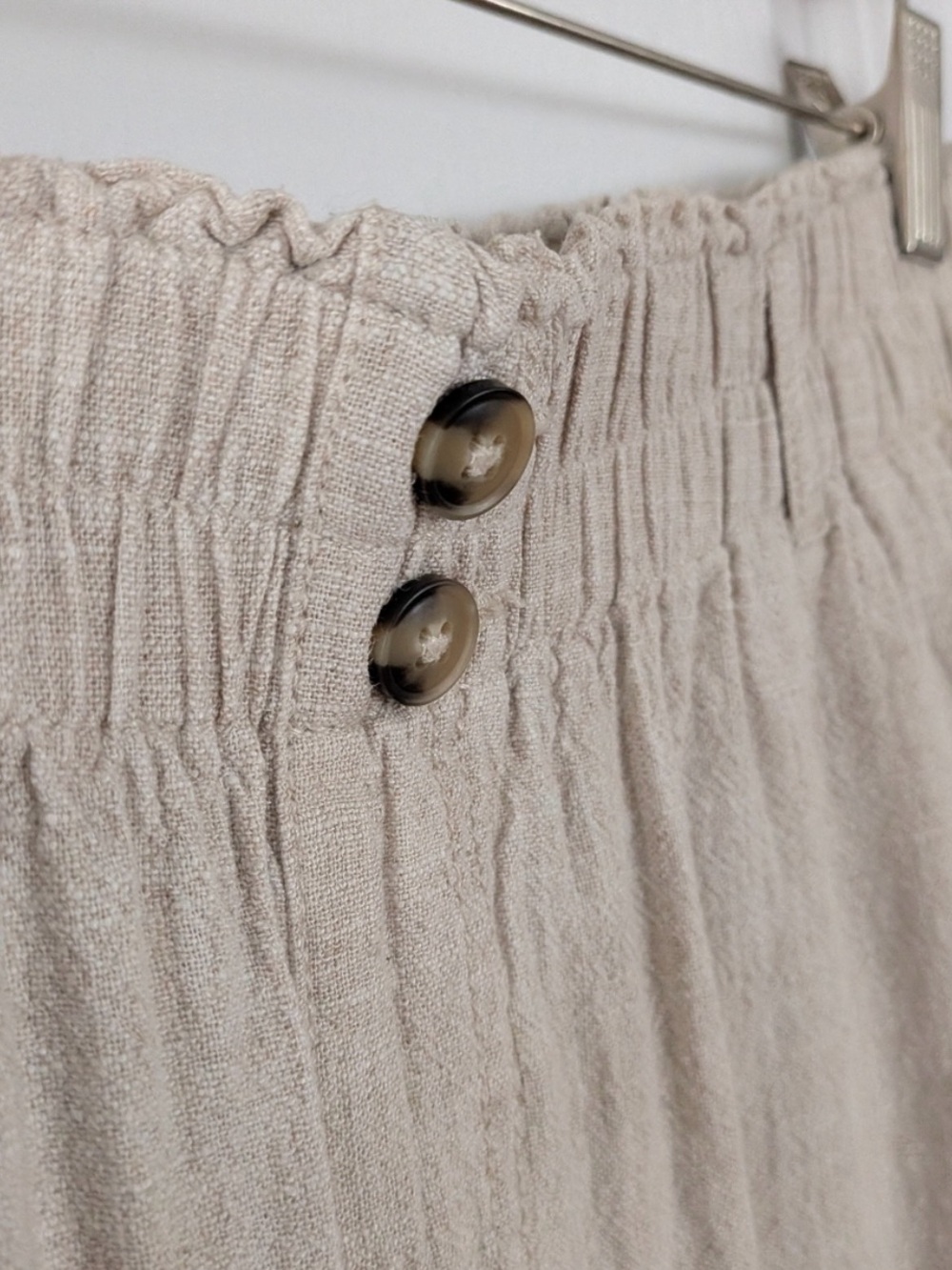 Briggs Linen Blend High Waisted Wide Leg Pants Oatmeal cream Large - Picture 7 of 9